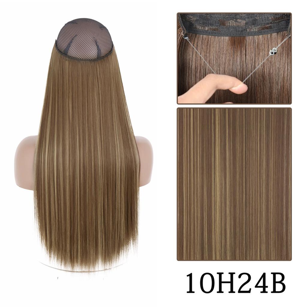 XINRAN Moda Damska Kolor Ombre Niewidoczny Długi Doczepiany Włos Syntetyczny Włókno Długie Falowane Ombre Cosplay Codzienne Noszenie Bez Klipsów Przedłużanie Włosów