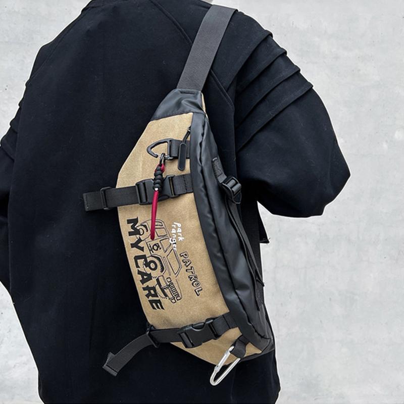 Men's Outdoor Travel Chest Bag Multi-functional Tooling Style Sports Cycling Crossbody Bag Large-capacity Multi-pocket Buckle Portable Chest Bag