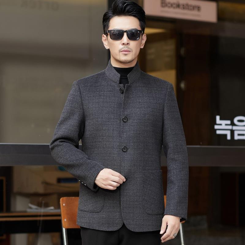 

Двустороннее короткое кашемировое пальто, шерстяное пальто средней выдержки, теплое, зимнее повседневное со съемной подкладкой, воротник-стойка 195