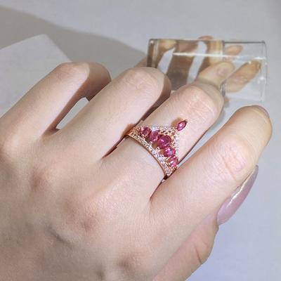 European and American Fashion Women's Crown Fashion Trend Ring Stone Inlaid Ring