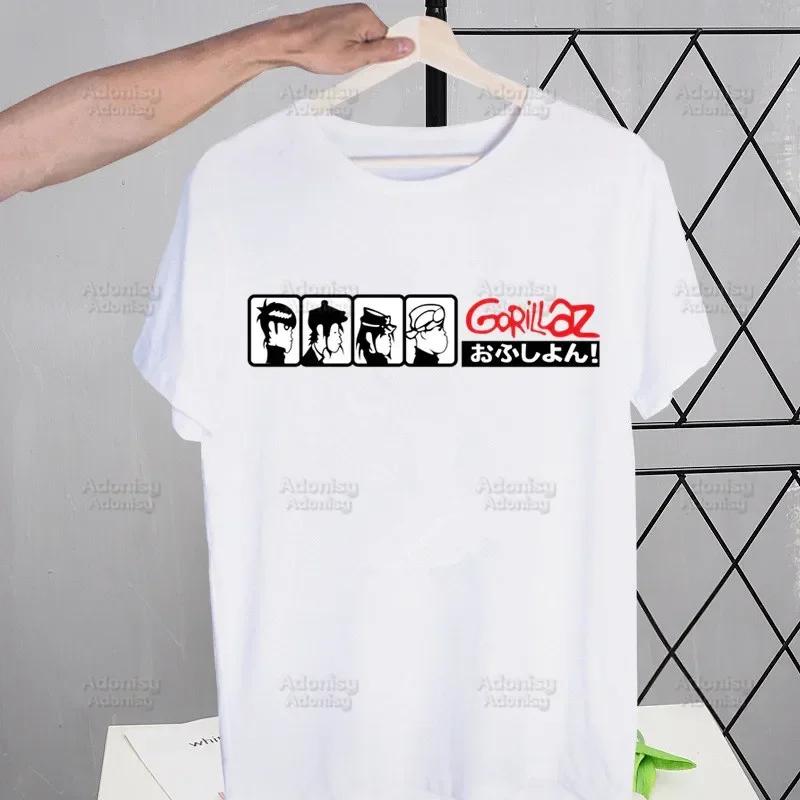 Gorillaz Modern Music Band Cartoon Men's Tshirt Cute Printing Shirt Mens Fashion T-Shirt For Men Casual Tops Short Sleeve