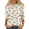 Women's Fashionable Casual Three-Quarter Sleeve Halloween Print Round Neck Top