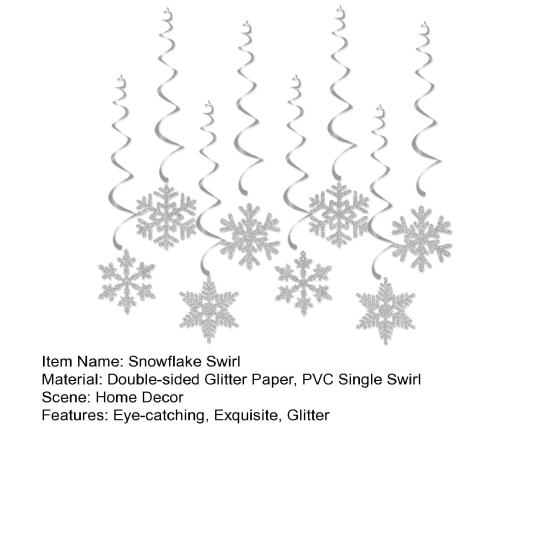 8 Pcs Christmas Snowflake Hanging Swirl Decorations Winter Party Glitter Snowflake Ceiling Streamers for Christmas Birthday Baby Shower New