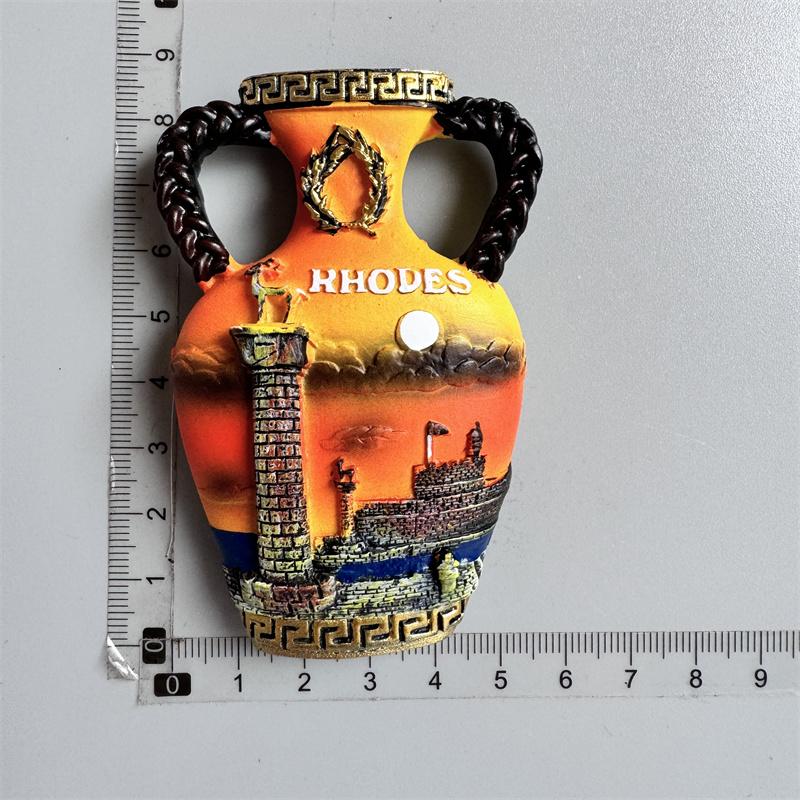 Griechische Touristen-Souvenirs Kühlschrankmagnet Griechenland Flagge Samurai Spartanischer Helm Handbemalung Magnetische Kühlschrankaufkleber Geschenkideen