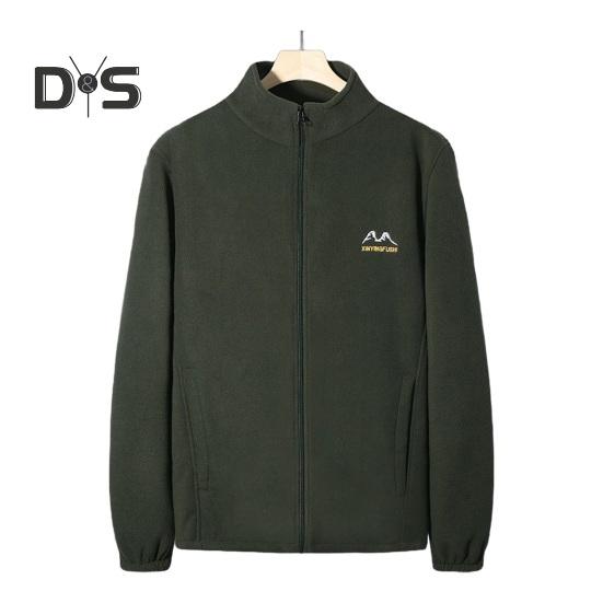 

Мужская куртка с воротником-стойкой, длинным рукавом, однотонное утолщенное пальто с карманами, повседневная одежда на молнии для осени и зимы XL зелёный