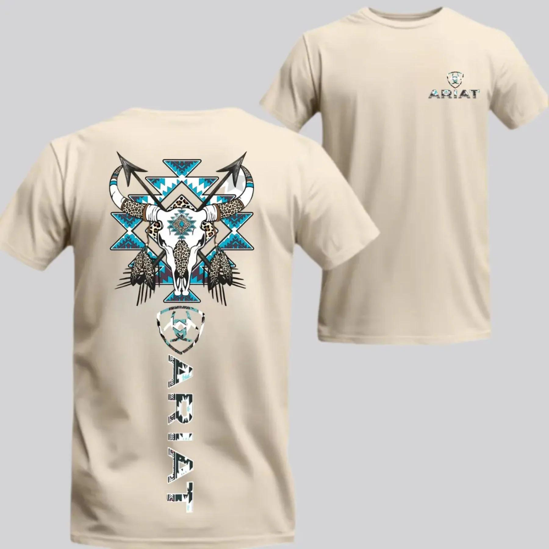 ZheXiong TEE Ariat Western T-shirt Grafisch Katoenen T-shirt Unisex Zomer Korte Mouw Mode Merk T-shirt Luxe Casual Vintage Retro Tops S