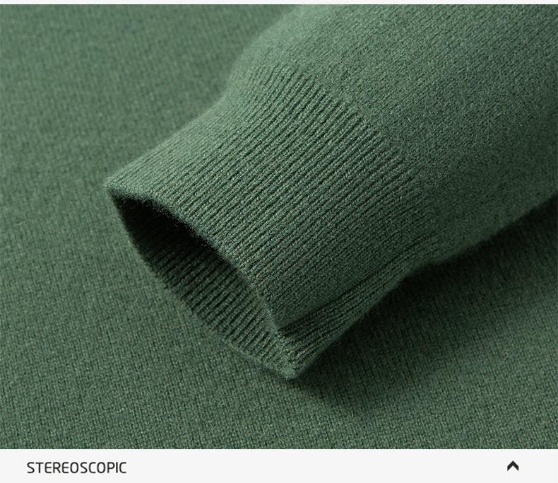 Winter 2025 Men's Cashmere Round Neck Sweater - Fashionable, Warm, Solid Color Base Layer