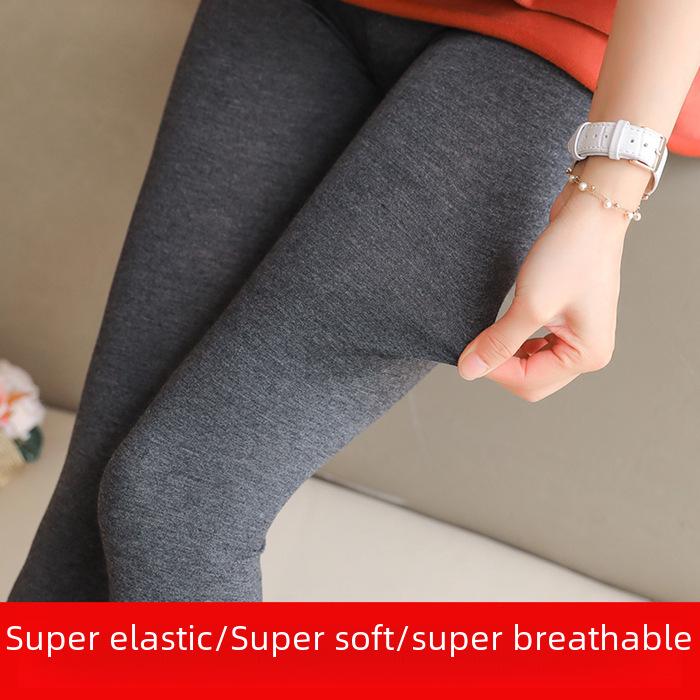 Leggings da Yoga Neri Elasticizzati in Modal da Donna - Taglie Forti, Lunghezza 3/4, Sottili per Primavera & Autunno