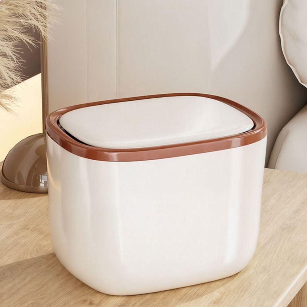 Sealed Desktop Trash Bin Household Press Storage Case Mini Paper Basket  Living Room