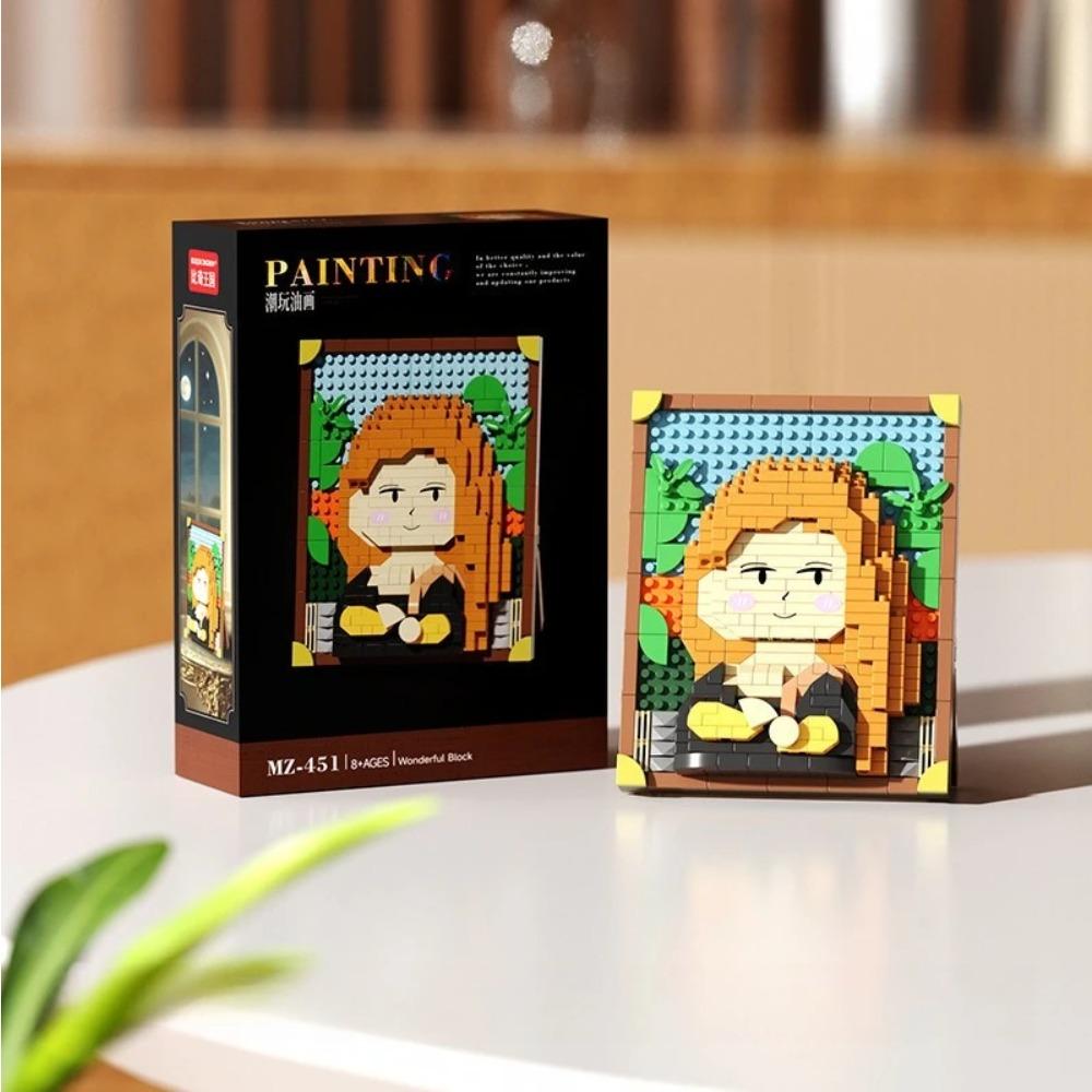 Hot-selling World-famous Painting Assembly Building Blocks Creative Pixel Oil Painting Frame Sunflower Building Block Decoration