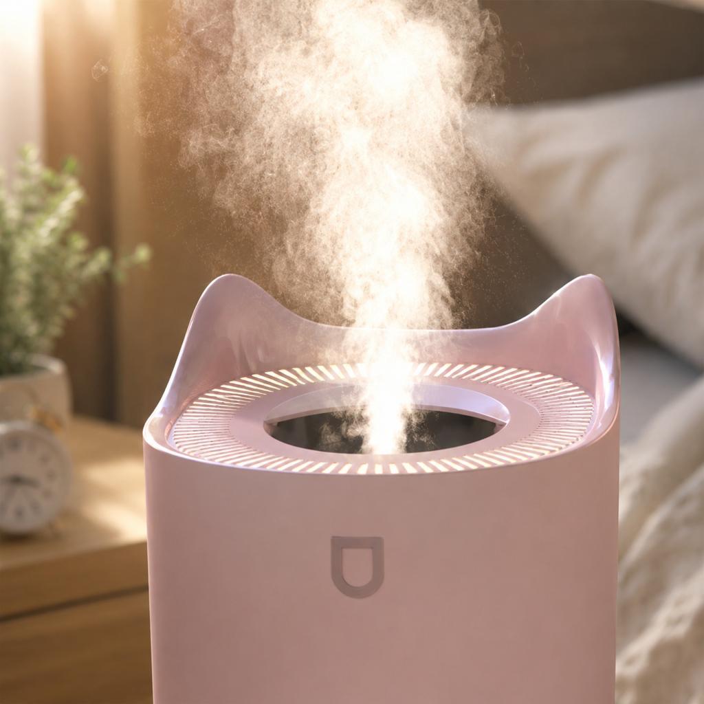 2 Liter Large Capacity Humidifier with Single Nozzle High Mist Output for Home Use Quiet Operation and Easy Maintenance