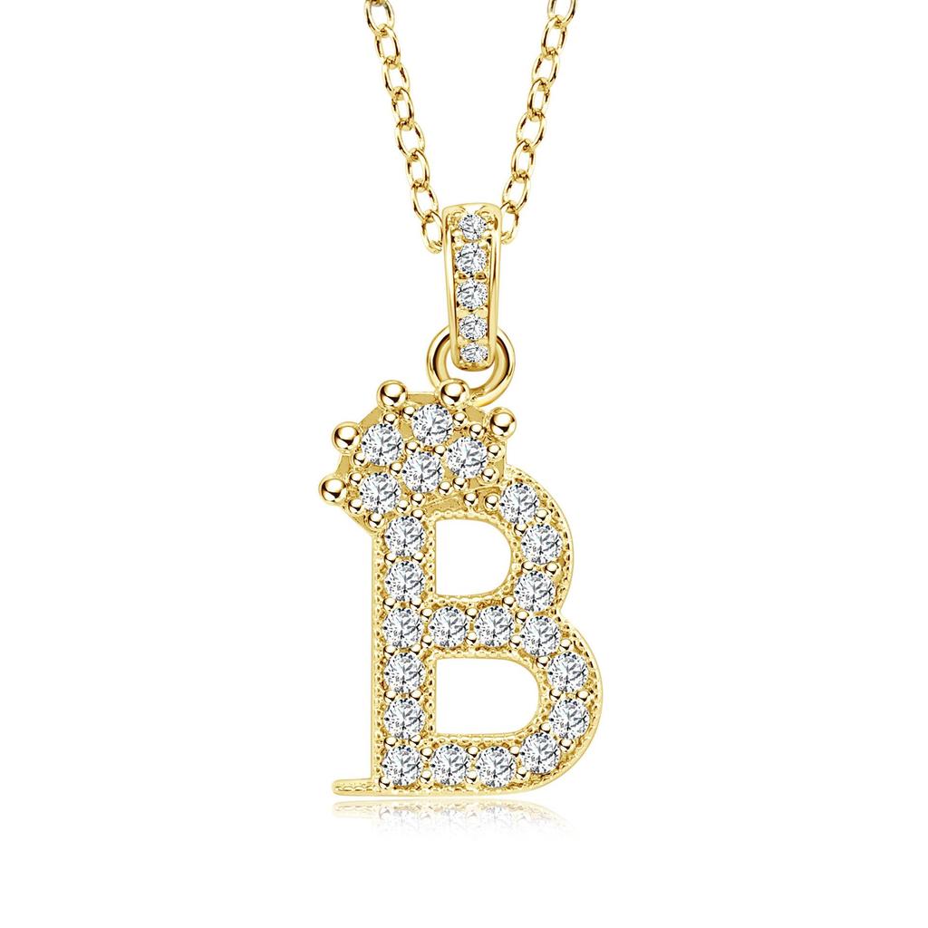 Gold-Plated Zircon Crown Letter Pendant Necklace - Women's Versatile Choker