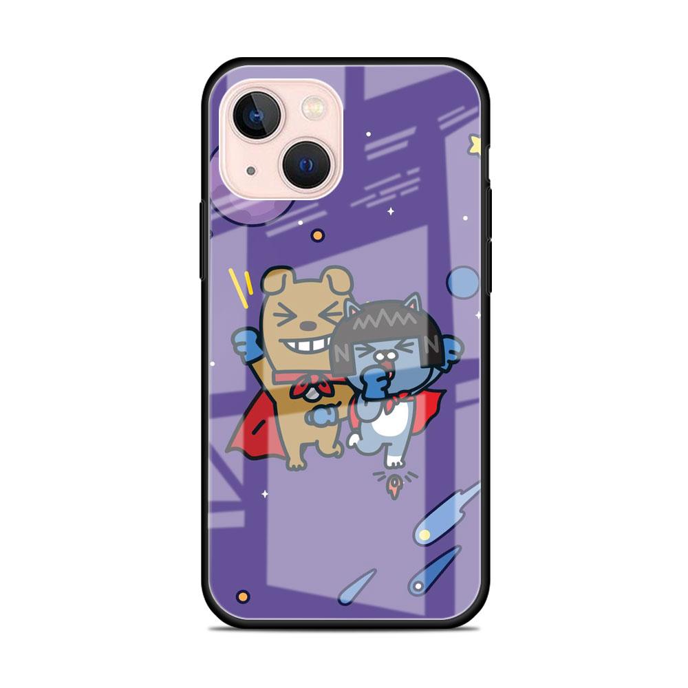 Glashülle für Apple iPhone 14 13 Pro 11 12 7 8 Plus SE 2022 XR X XS Max 6 6S gehärtete Telefonabdeckung Kakao Friends