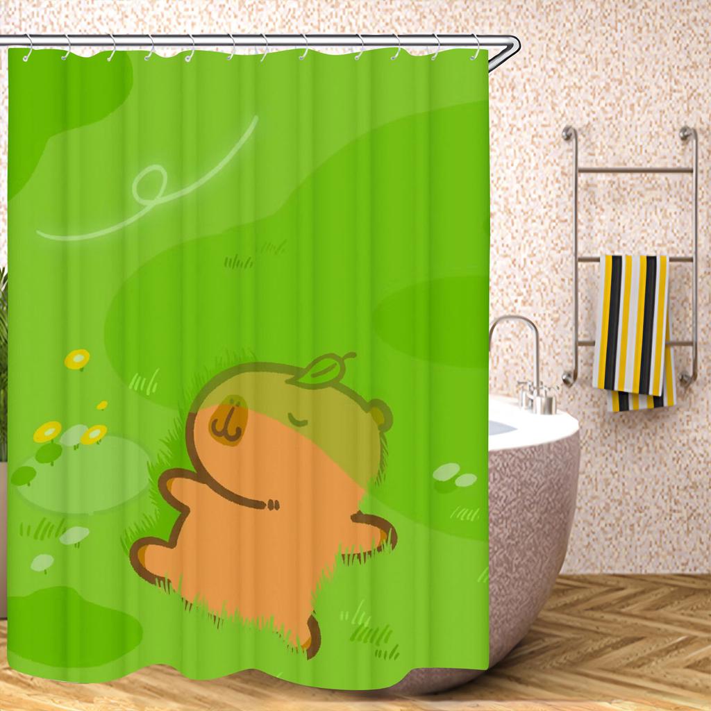 Capybara Badezimmervorhänge Zubehörsets Luxus Duschvorhang Bad & Artikel Niedlich Wasserdicht Lustig Anime Für Wohnzimmer