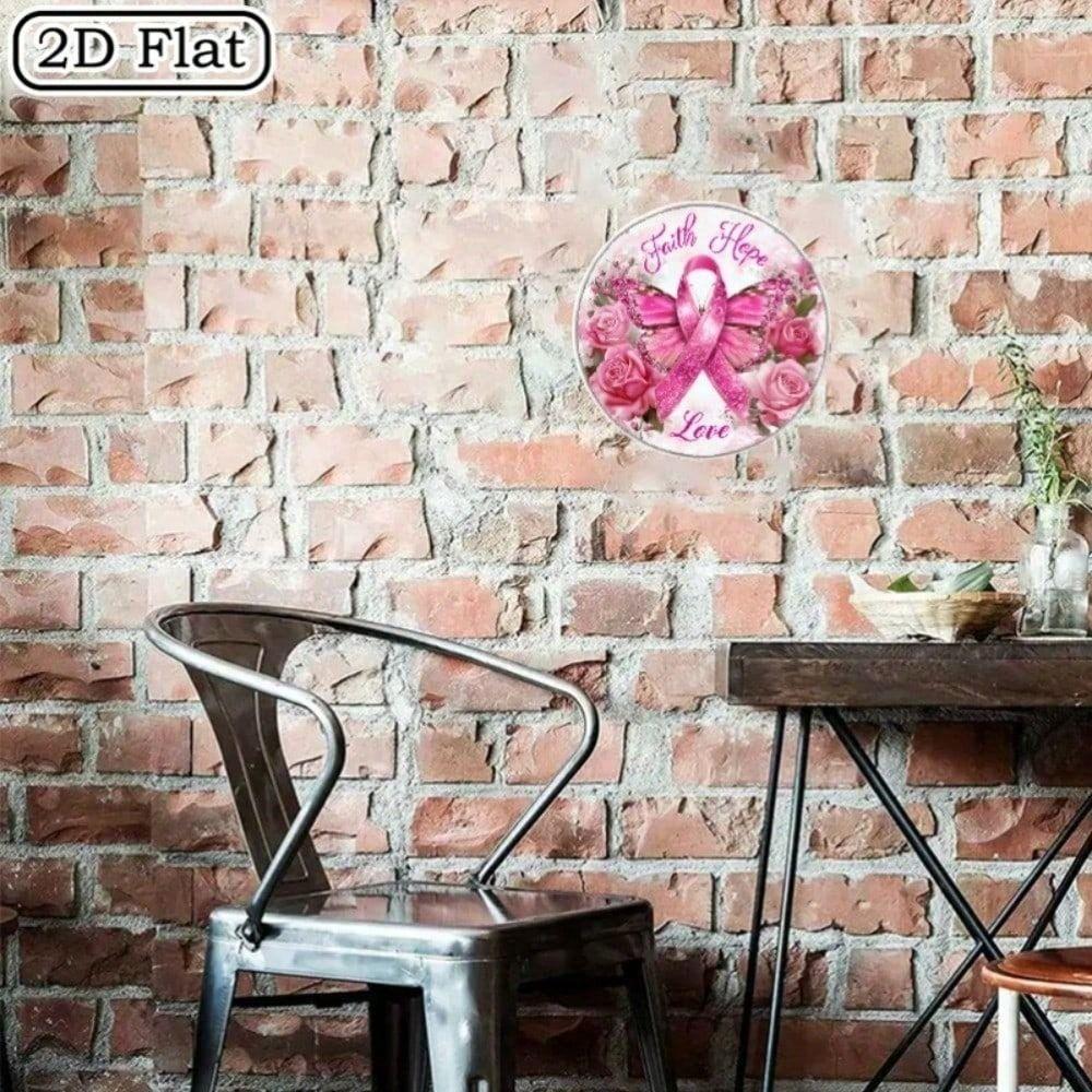 Round Vintage Metal Wall Art with Roses and Butterfly Decor for Living Room