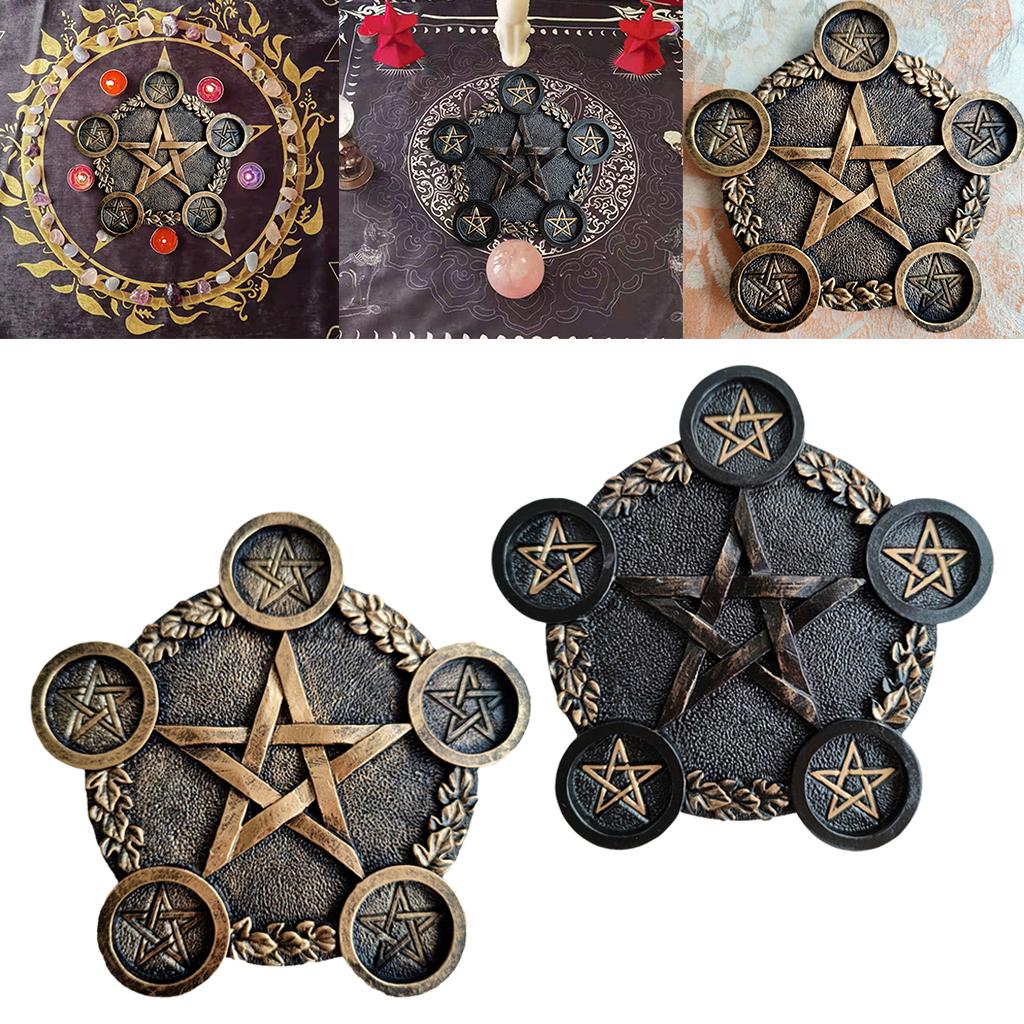 Harts Ljusstake Pentagram Design Fem Tejus Ljusstake Hem Gothic Dekor för Tarot Altare Ceremonidekor