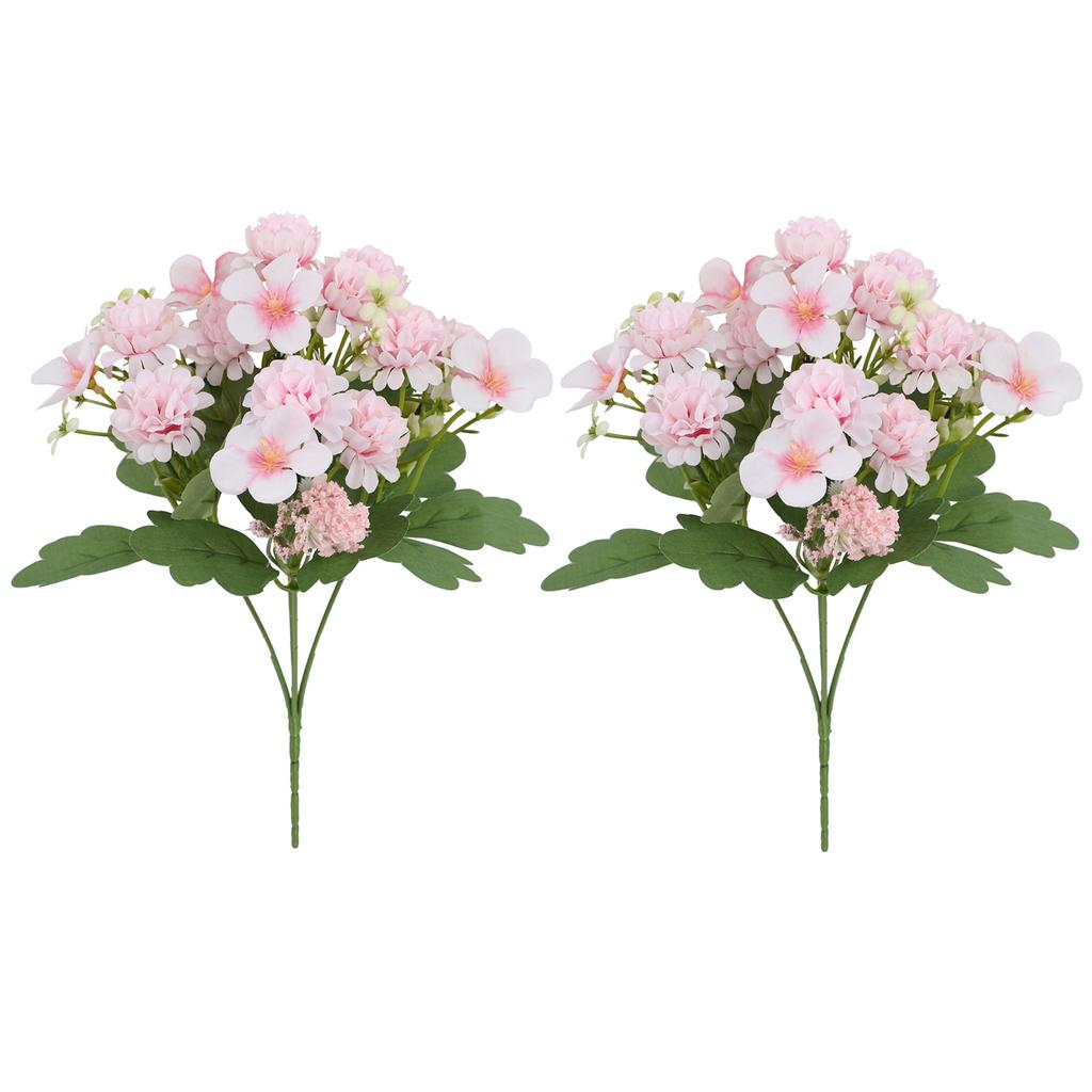 2Pcs Artificial Flower Bouquet Ping Pong Chrysanthemum Decorative Ornament for Living Room/Wedding/Outdoor