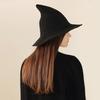Halloween Witch Hat for Women Felt Wide Brim Foldable Pointed