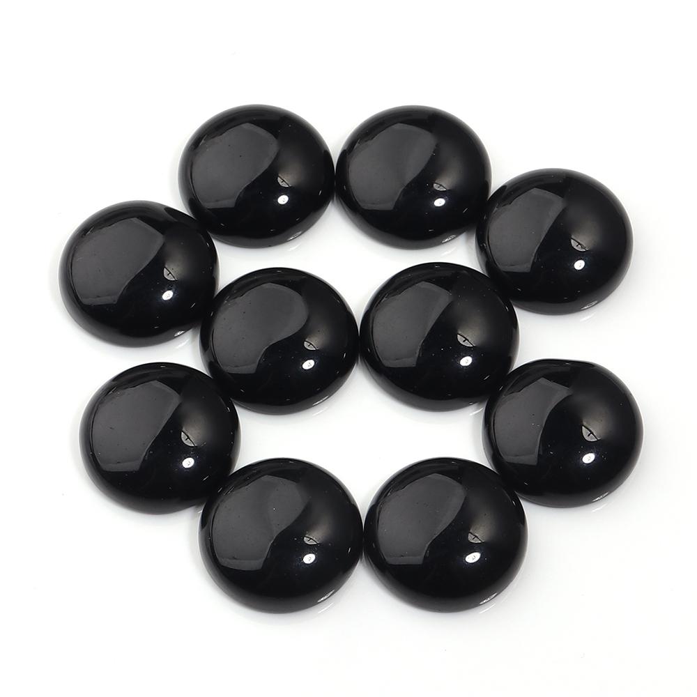 5/10pcs Natural Stone Cabochon Black Agate Round Flatback Cabochon Loose Beads For Jewelry Making DIY Ring Pendants Accessories