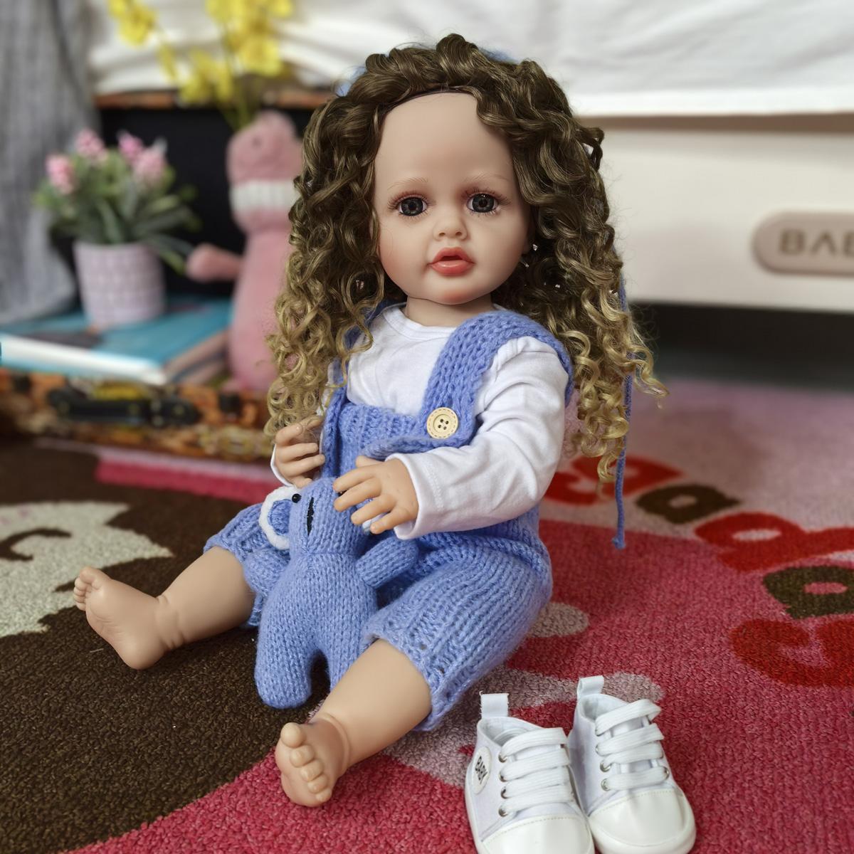 Модные кудри Baby Reborn Girls Dolls 55 см Силиконовые куклы Reborn всего тела — фото 3