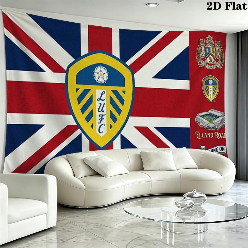 Leeds United Logo Wall Tapestry Aesthetic Wall Hanging Printed Fabric Blanket Decorative Tapestries for Bedroom Living Room Home Decor