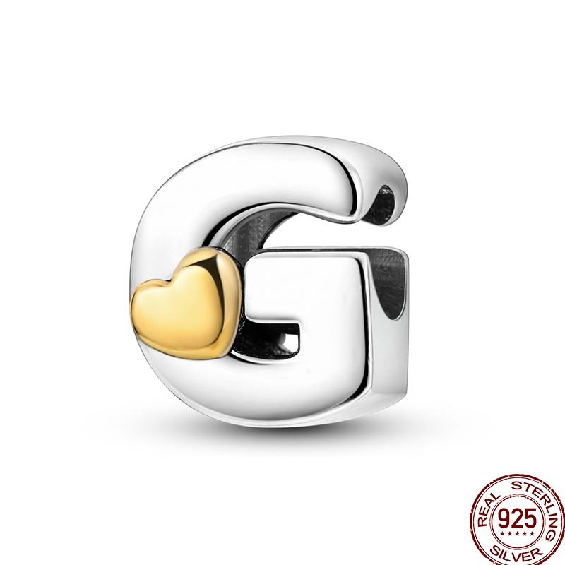 Copper 26 Letter English Alphabet Charms Beads Gold Heart Pendant Fit Original Bracelet Diy Jewelry Making As Gifts