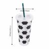 10PCS Reusable Football Drinking Cup 24OZ Water Cup Practical Soccer Pattern Straw Cups  Party