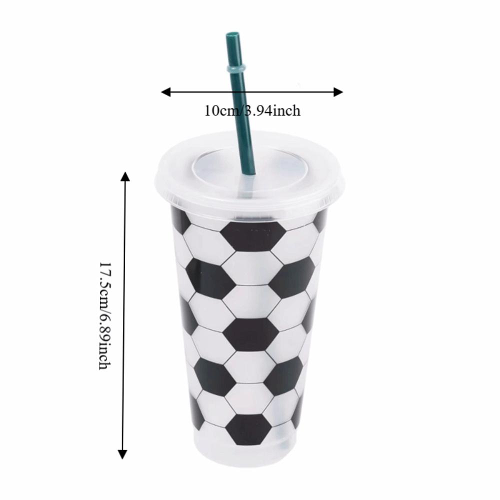 10PCS Reusable Football Drinking Cup 24OZ Water Cup Practical Soccer Pattern Straw Cups  Party