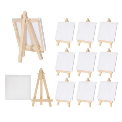 Mini-Staffelei-Set 8*15cm mit Mini-Leinwänden - Künstler & Kinder Bastel-Mal-Set, Kleine Tischstaffeleien für Schule DIY Zeichnen