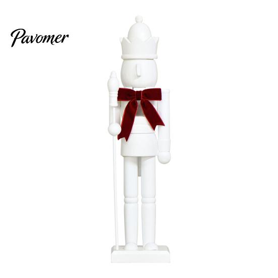 Christmas Holiday Tabletop Decorations Nutcracker Ornaments, Wooden Neutral Figures with Velvet Bow, DIY Decorative Soldier Statues Ornament