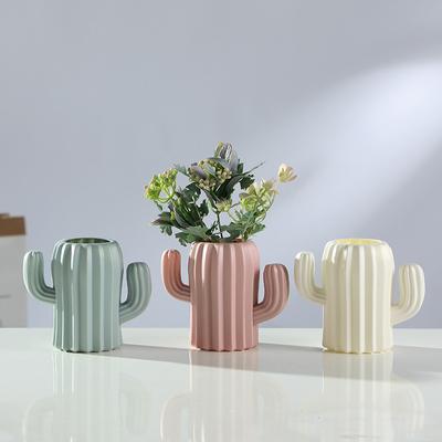 Creative Plastic Cactus Vase Cactus Desktop Storage Organizer Pencil Pen Holder Container Office Supplies