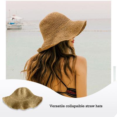 Ladies Foldable Fashion Sun Hat  Holiday Beach Sun Hat Floppy Straw Brimmed Cap