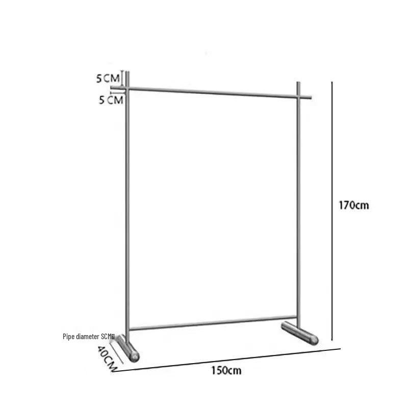 Clothing Store Display Rack: Stainless Steel Minimalist Floor-Standing Rack for Men's, Women's, and Children's Apparel.