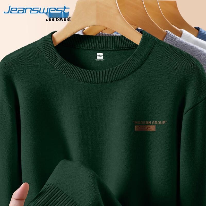 Jeanswest Men's American Style Letter Print Round Neck Sweater