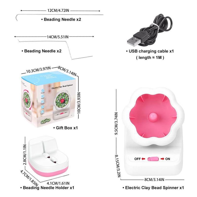 Clay Bead Spinner Electric Bead Spinner For Jewelry Making Bead Bowl For Clay Beads With Needle And Thread Making Waist Beads