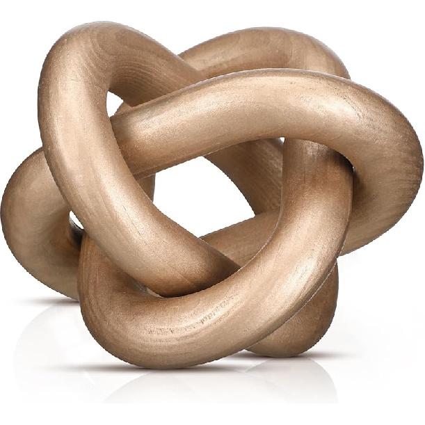 Yalikop 3 Link Wood Knot Decor - Hand Carved Coffee Table Decoration, Boho Chain Link Decor, Modern Shelf, Rustic Objects for Home Living Room