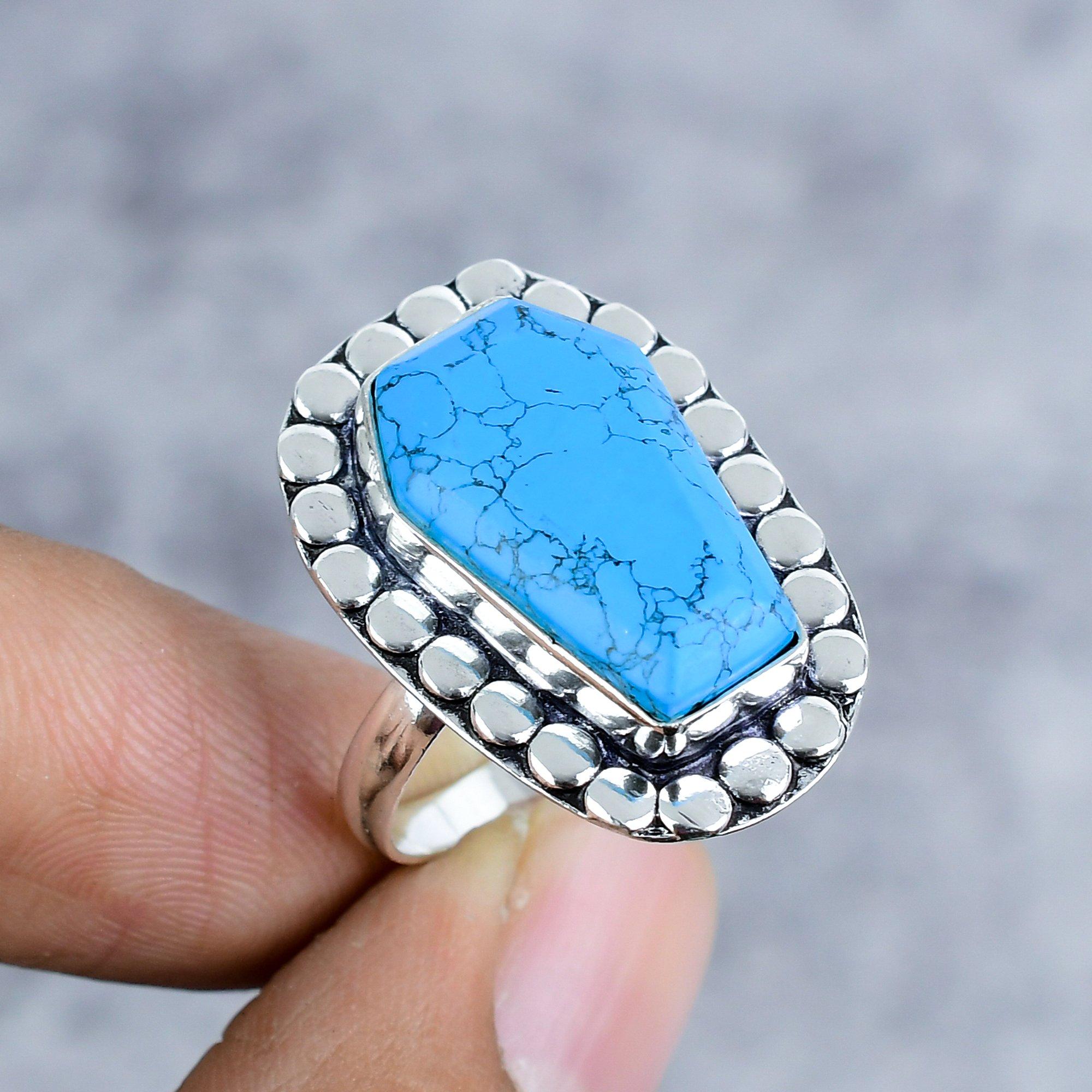 

Santa Rosa Turquoise Gemstone 925 Sterling Silver Jewelry Ring Size 8.5 M-2566