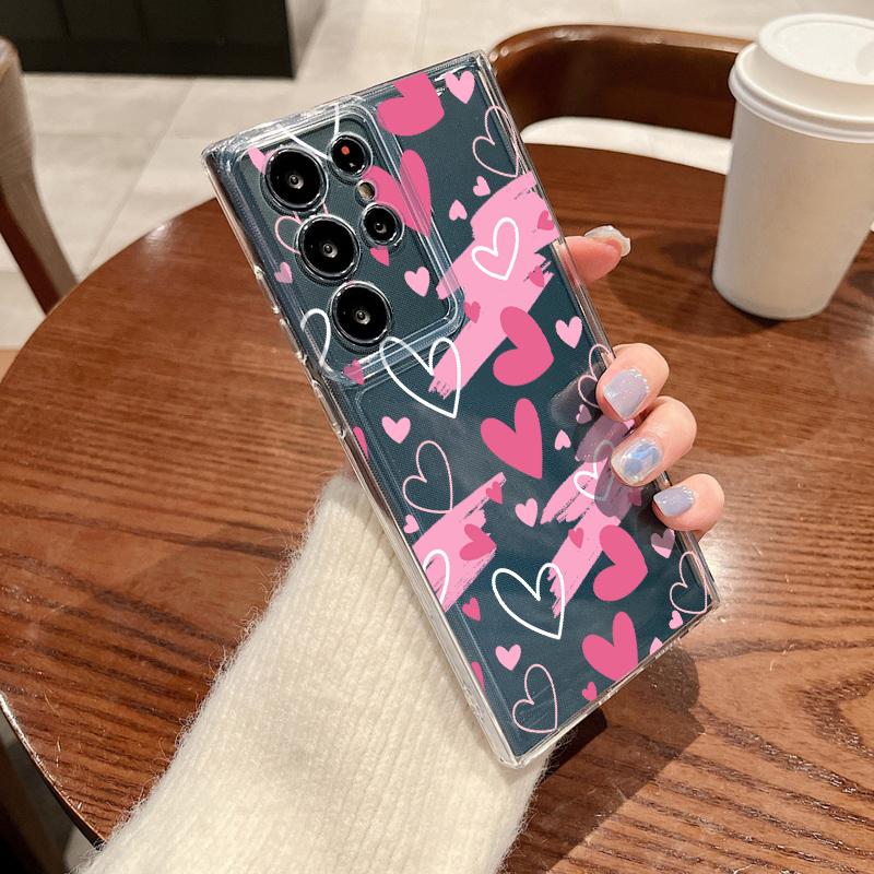 Love Heart Print Case For Samsung Galaxy S26 S25 S24 Ultra S23 S25 FE A57 A17 A37 A16 A56 A55 A15 A35 A36 Soft TPU Phone Cover