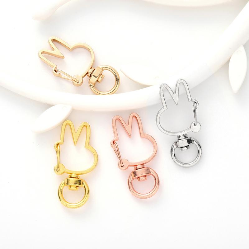 10Pcs Rabbit Hollow Key Chain Key Ring Keychain Diy Accessories Lobster Clasp