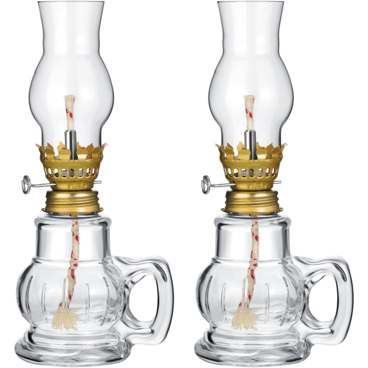 2 шт. Рождественская масляная лампа, Винтажная прозрачная стеклянная керосиновая лампа, Декоративный ураганный фонарь для помещений, Маленькая масляная лампа для стола на День благодарения белый