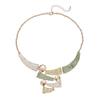 Colorful Paint Oil Hollowed-out Geometric Line Earrings and Necklace Set - Ladies' High-end Necklace Set