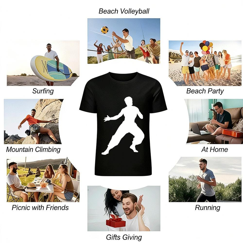 Chinese Kung Fu Print Casual T-Shirt Unisex Loose Breathable Top Pure cotton T-shirt