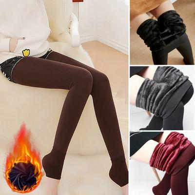 Winter-Leggings für Damen, hohe Taille, elastisch, eng anliegende Hose, Bauchkontrolle, Plüschfutter, Yogahose