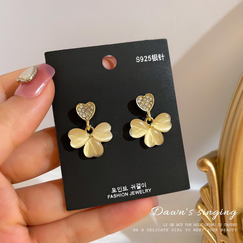 

Женские серьги, модные ювелирные изделия, подарки, летние серьги в виде клевера, темпераментные женские серьги-подвески с опалом