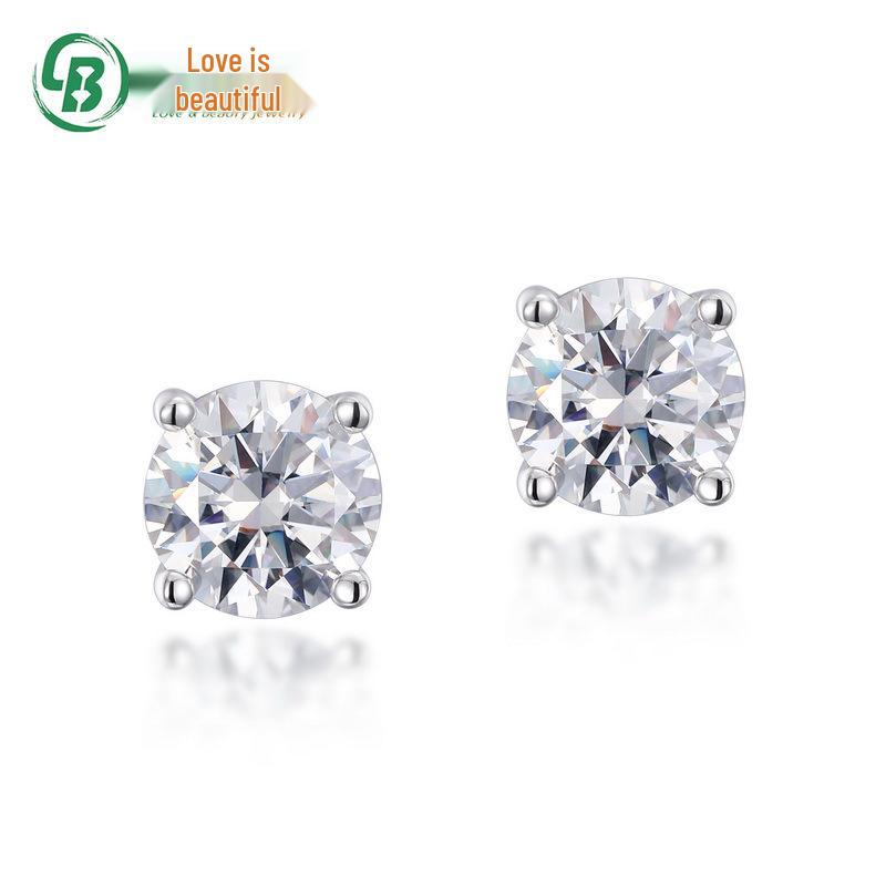 

Classic Four-Prong Moissanite Stud Earrings in S925 Sterling Silver for Women 925 Sterling Silver
