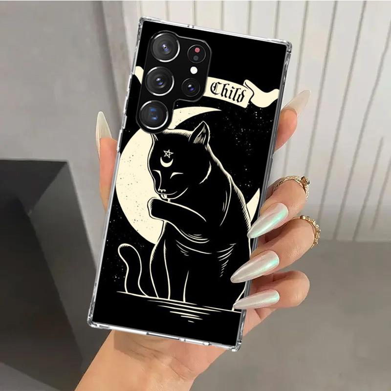 Witch And Cat Colorful Cute Phone Case for Samsung Galaxy S26 S24 S23 Ultra S25 Edge S22 S21 Plus S20 FE + Soft Print Shell Fund
