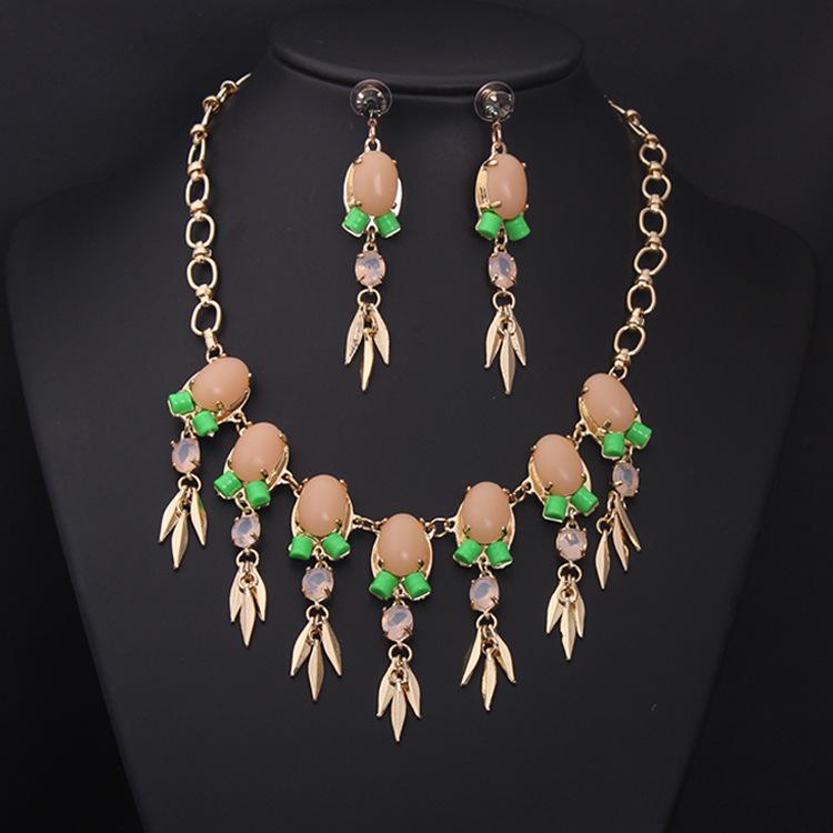 6 pietre prețioase colorate colier clavicular scurt țesut cu flori Accesorii exagerate pentru femei