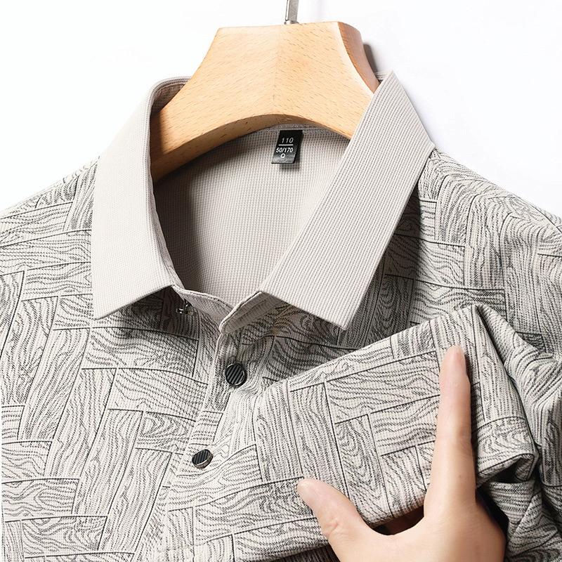 Herren Frühling und Sommer Dünner Abschnitt Einfarbig Revers Stretch Lose Vielseitiges Hemd Erfrischendes Poloshirt Kurzarm