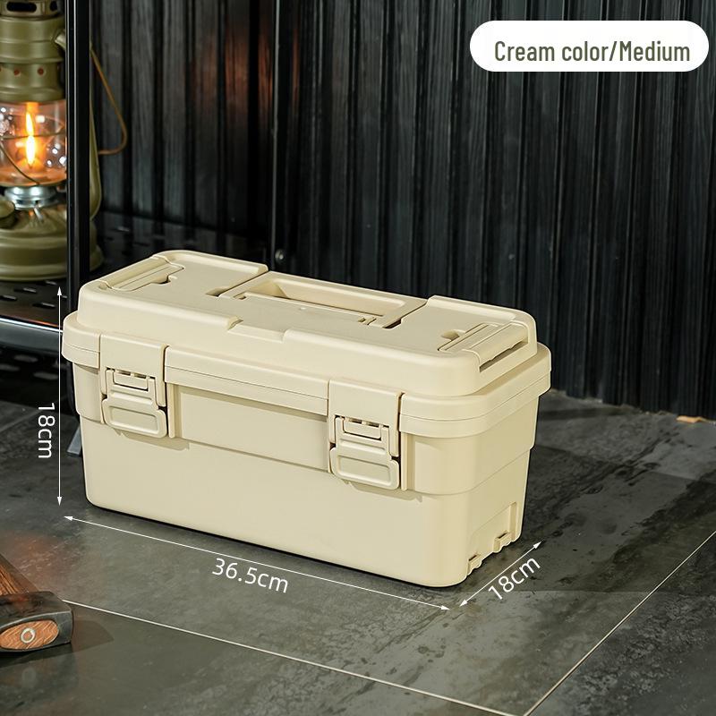 Vintage Industrial Stackable Storage Box with Flip-Top Lid for Home or Car