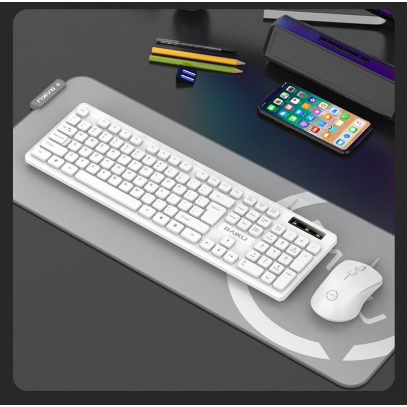 Silent Mechanical Feel Wired Keyboard and Mouse Set for Desktop/Laptop Office Use
